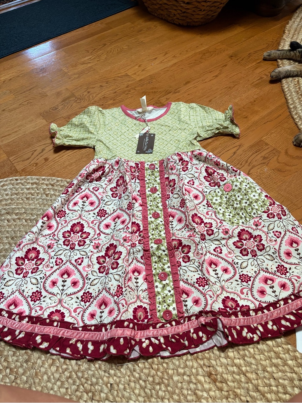 Matilda Jane Pink, Green & White Floral Button-Front Dress
